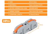 Wire Connectors, 34PCS Electrical Connectors Quick Dual Wire Terminal Block, 2 Pin Peel-free Push-type Design Connectors, 18-22AWG Wire Quick Splice Connector Wire Crimp Terminal
