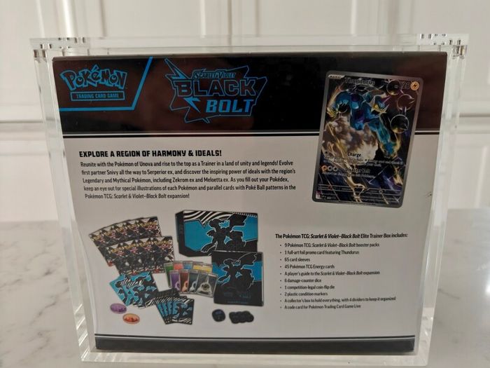 Pokemon TCG Scarlet and Violet Black Bolt Elite Trainer Box ETB Sealed abd Premium Magnetic Acrylic Case