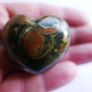 2" Multicolor Rhyolite Jasper Puffy Heart Crystal Mineral Stone Image 3