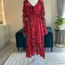 Ladies Red Floral Chiffon Dress with Slip from Primark Image 5