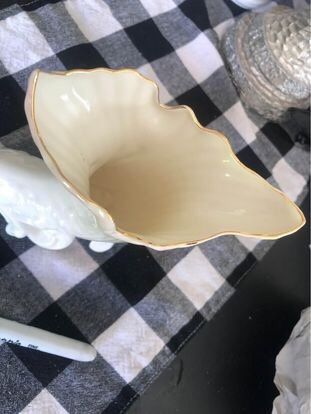Belleek Cornucopia Shell and Scroll Vase Gold Trim 8th Mark