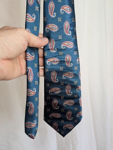 Christian Dior Monsieur Tie Blue Paisley Silk Vintage Designer Mens Necktie