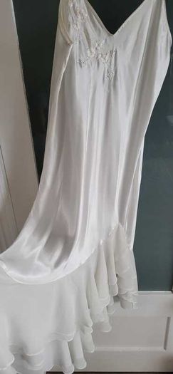 Oscar de la Renta Pink Label Vintage White Satin Nightwear Sz XG (Fit 12-14UK)