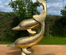 Vintage Brass Dolphin Sculpture
