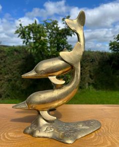 Vintage Brass Dolphin Sculpture