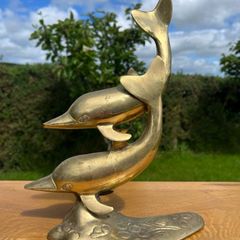 Vintage Brass Dolphin Sculpture