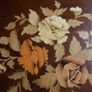 Vintage Beautiful Italian round Sorrento serving tray with burl wood inlay in a brass frame for serving trolleys/tea carts. Image 3