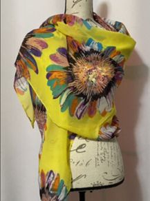 Yellow Floral beach scarf 95x150