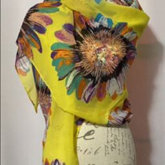 Yellow Floral beach scarf 95x150