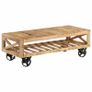 Coffee Table with Wheels Solid Mango Wood 110x50x37 cm Image 10
