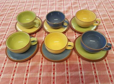 Vintage Denby Juice Cups & Saucers x 6 (D9/Longford)