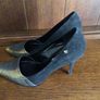 Bourbon Amy Humberman black suede and gold leather high heel court shoes size 5 eu 38 Image 4