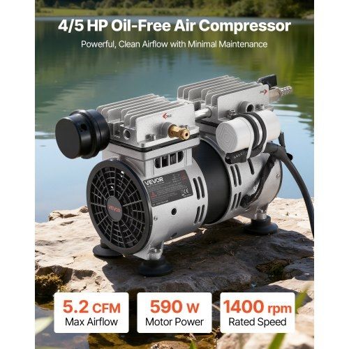 Pond Aerator, 5.2CFM 4/5HP Air Compressor, Lake Aerator for Ponds up to 3 Acres, Overheat Protection & Anti-Backflow Valve, 590W Powerful Motor