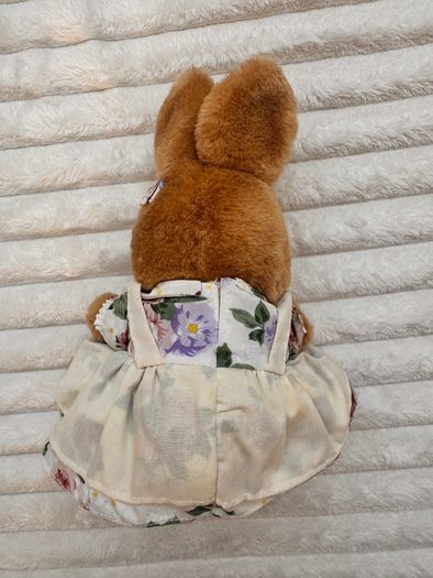 Vintage TCC Continuity Holdings 1995 Bunny Rabbit Floral Dress Soft Plush approx. 24 cm. (with ears) Used Please see photos