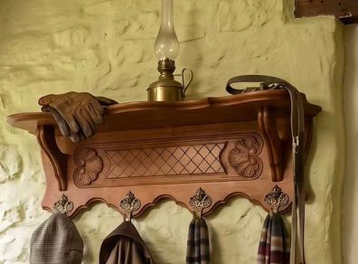 Smaller old coat rack with shelf