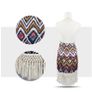 Women Printed Backless Tassel Hem Sleeveless Vintage Bikini Cover Up Beach Dress Image 2