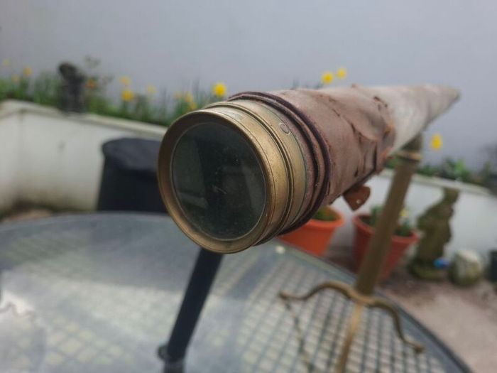 Antique Brass and leather Telescope with stand