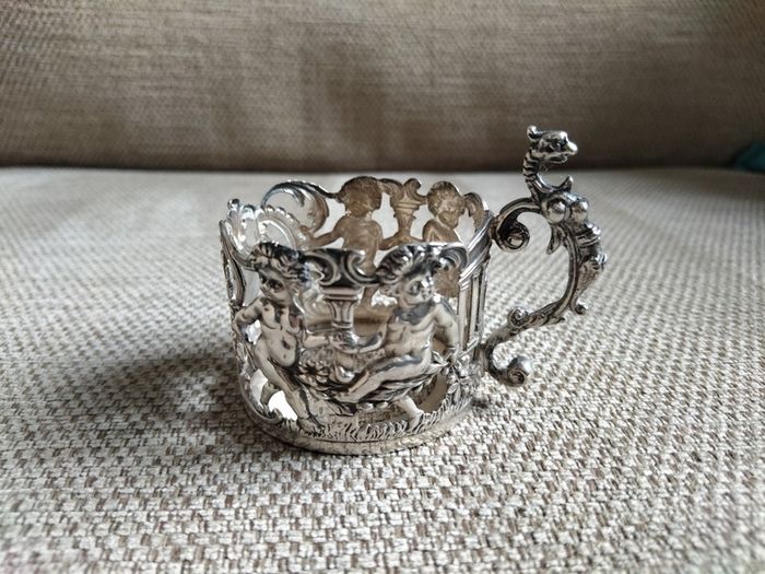 Unusual Antique Walker and Hall Chester Silver Glass/Cup Holder