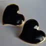 Gold Heart Black Enamel Earrings Image 6