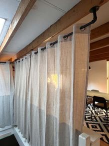 Industrial-Style Adjustable Curtain Rails & Linen-Style Curtains