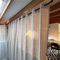 Industrial-Style Adjustable Curtain Rails & Linen-Style Curtains