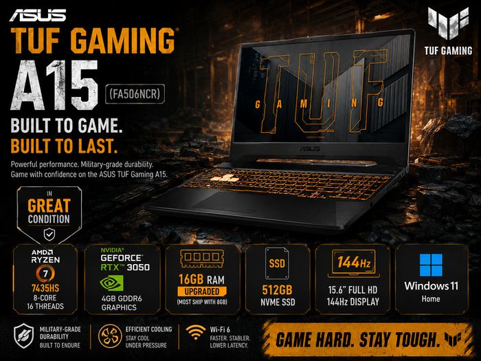 Asus Tuf Gaming A15 - Ryzen 7 / Rtx 3050 / 16gb / 512gb Ssd / 144hz