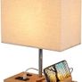 USB Bedside Table Lamp, HHome Plus Desk Lamp with 3 USB Charging Ports and Phone Charge Dock, Wood Charging Station and Organizer, Perfect Light for Bedroom, Guest Room, Living Room, Office Image 7