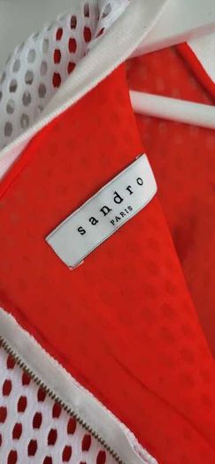 SANDRO Paris White Mesh and Coral layered top Sz 3 (Fit 10-12UK) - Rrp 175 (New)