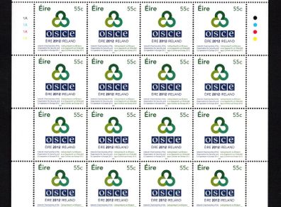 2012 Ireland Ireland Chair of the Organisation for Security Co-Operation in Europe 2012 Commemorative Stamp Sheetlet Plate 1A1A1A1A Mint Never Hinged (MNH)