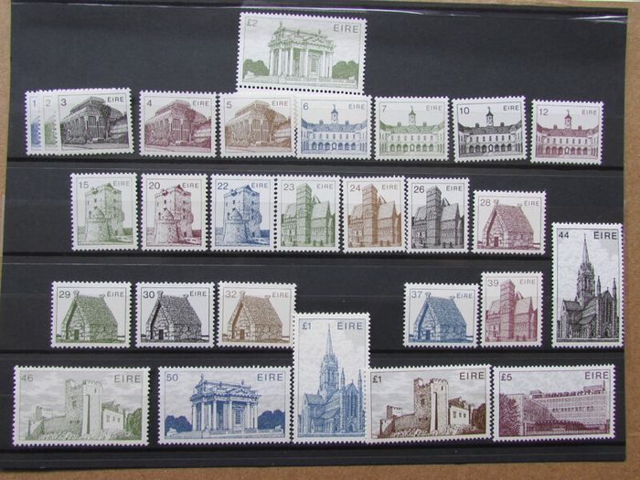 Ireland 1982-1990.MNH,6th Definitive Stamps Series.Complete Set of 28.Irish Architecture