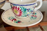 Vintage French Quimper Faience Traditional Tea Cup and Saucer