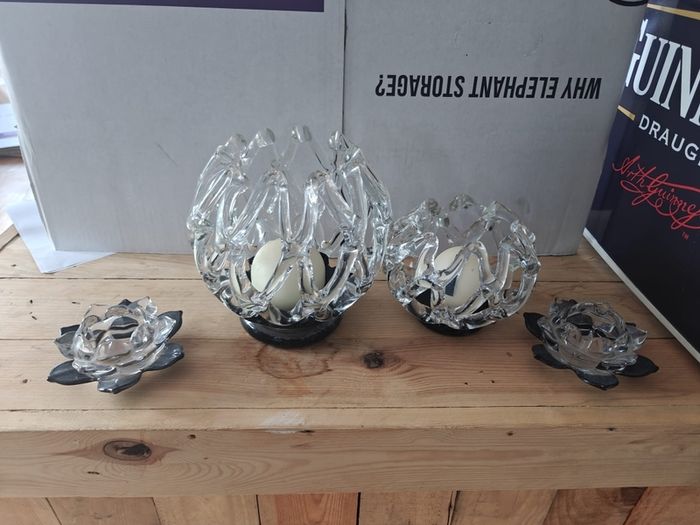 4 piece newgrange glass candle set