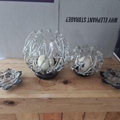 4 piece newgrange glass candle set