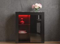 main image for ad 1 Door Modern LED Sideboard in Black, RGB Lights (Fade/Strobe Options Included), High Gloss