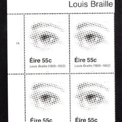2009 Ireland The 100th Anniversary of the Birth of Louis Braille Commemorative Stamp Plate Block 1A Mint Never Hinged (MNH)