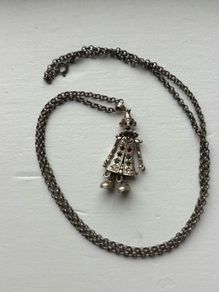 Vintage Stirling Silver Necklace with Sterling Silver Chunky Articulated Clown Pendant