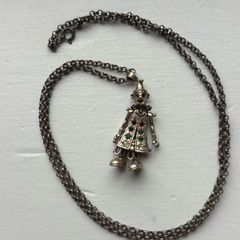 Vintage Stirling Silver Necklace with Sterling Silver Chunky Articulated Clown Pendant