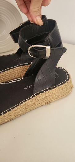 SOUTH BEACH black woven straw sole sandals Sz 7