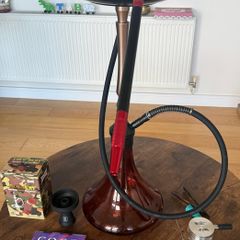 Hookah Complete Set with Red Glass Base and Accessories