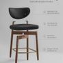 Set of 2 Bar Stools with Backrest Solid Wood Legs in PU Leather Padded Counter Stool Image 6