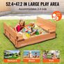 Wooden Kids Sandbox with Foldable Bench Seats & Bottom Liner, Natural Wood Outdoor Sand Pit for Backyard, Garden & Play Area, 52.4 x 47.2 x 16.9 Inches Image 2