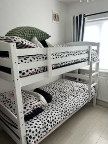 white bunk beds