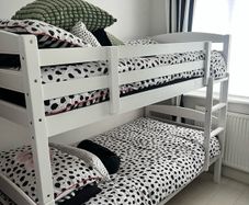 white bunk beds