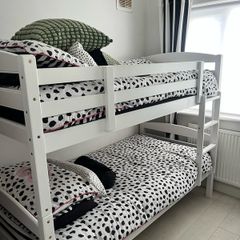 white bunk beds