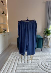 Ladies Lightweight, Elastic-waist Navy Trousers from Shein Curve