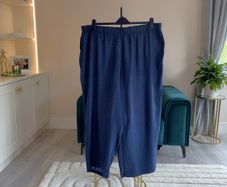 Ladies Lightweight, Elastic-waist Navy Trousers from Shein Curve