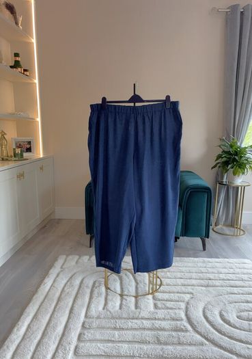 Ladies Lightweight, Elastic-waist Navy Trousers from Shein Curve