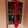 Pretty red vase with single artificial flower stem Image 5