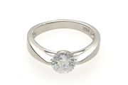 Vintage 925 Sterling Silver &amp; Cubic Zirconia Solitaire Ring