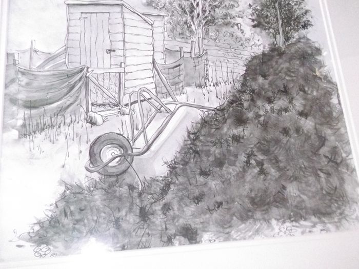 a pen ank drawing by bridget o,brien signed